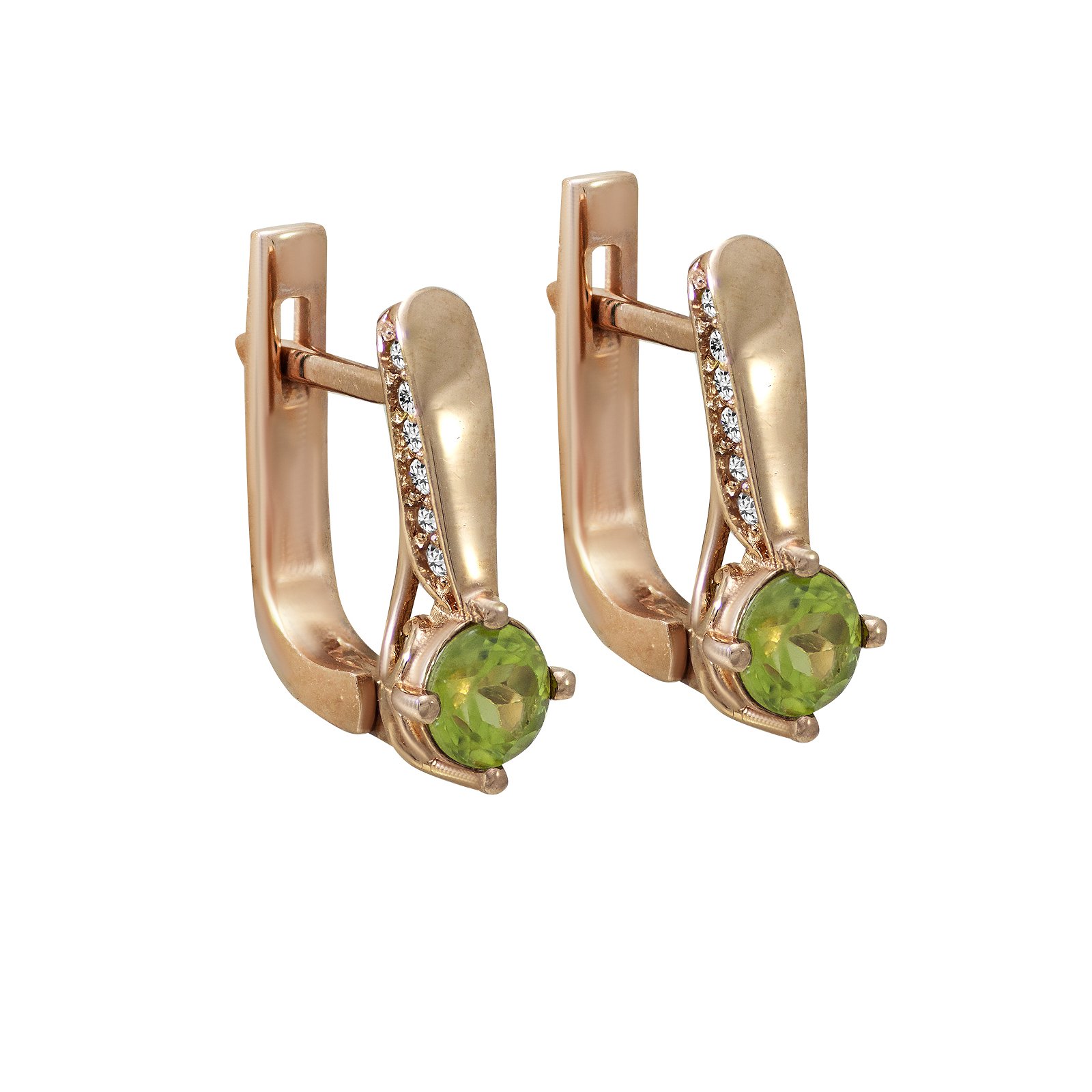 

Серьги из красного золота с куб. циркониями и перидотами 1749626