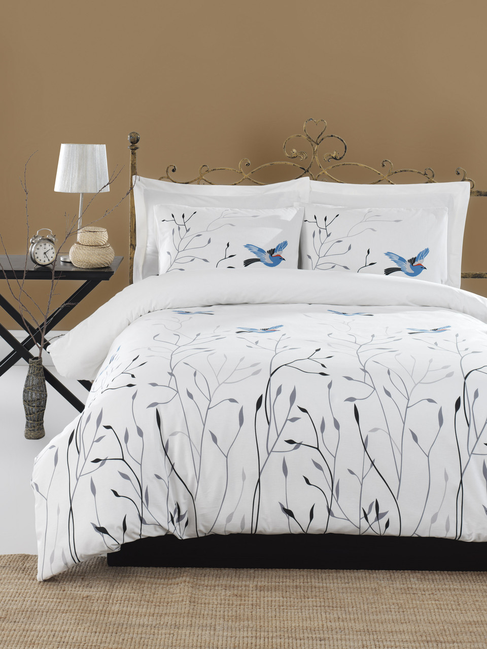 

Постельное белье Lotus Home Perfect Ranforce - Birds голубой евро
