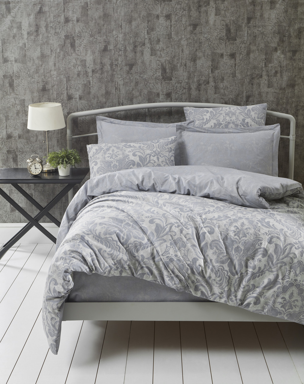 

Постельное белье Lotus Home Perfect Ranforce - Crowna серый полуторный