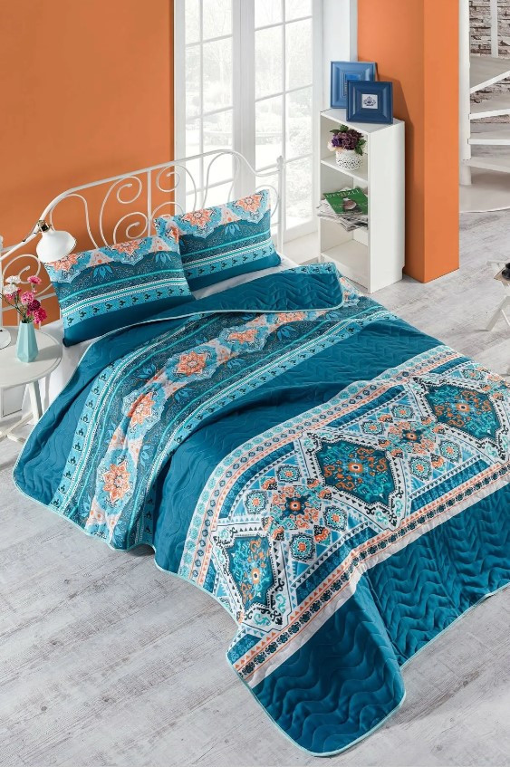 

Покрывало стеганное с наволочками Eponj Home - Rug yesil зеленый 200*220