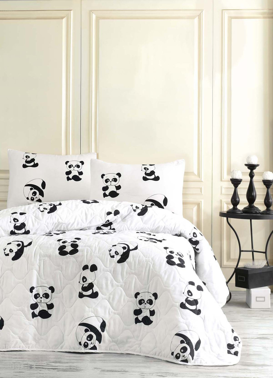 

Покрывало стеганное с наволочкой Eponj Home B&W - Panda 160*220