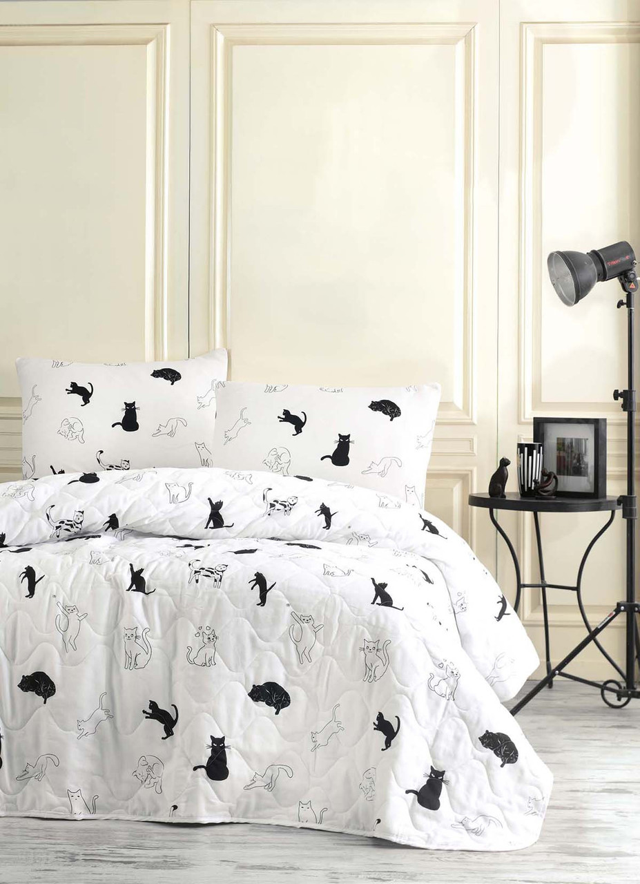 

Покрывало стеганное с наволочкой Eponj Home B&W - Patte 160*220
