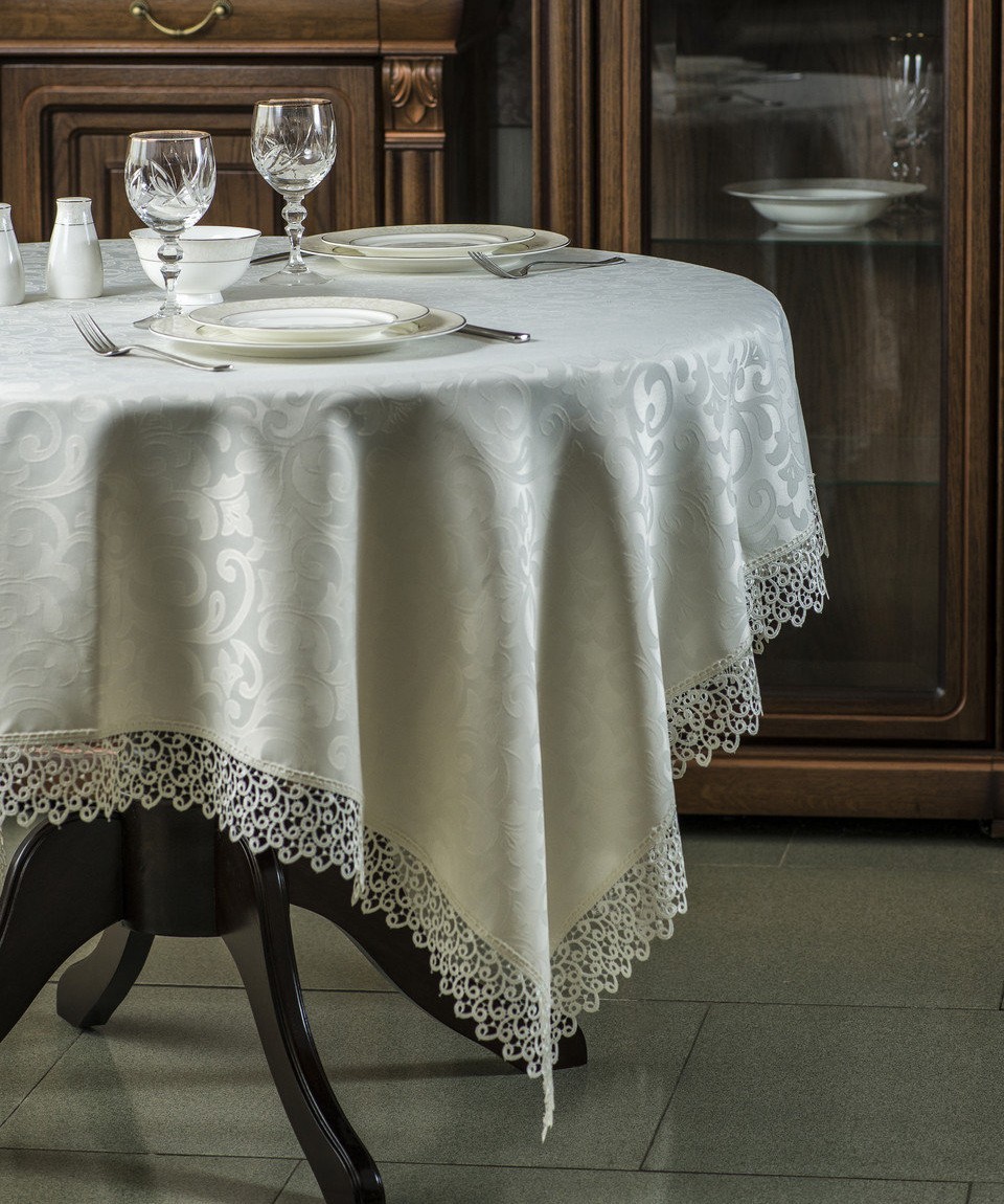 

Скатерть Ita Dream Fobos с кружевом Водоотталкивающая Легко гладить 150х180 см Шампань (1009)