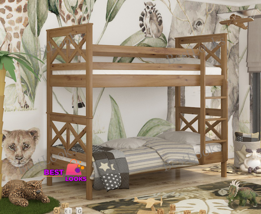 

Кровать Двухъярусная 90х190 Wellmebely Маугли Трансформер сосна Орех Светлый Л6