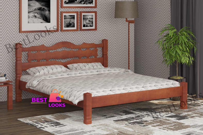 

Кровать деревянная двуспальная 160х190 Инга Wellmebely сосна Яблоня Л6