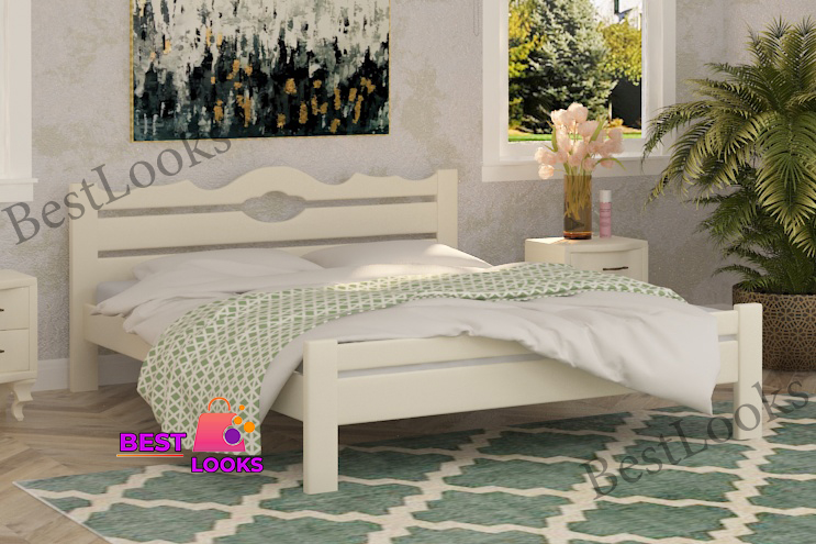 

Кровать деревянная двуспальная 160х190 Рич Wellmebely сосна Бежевый Л6