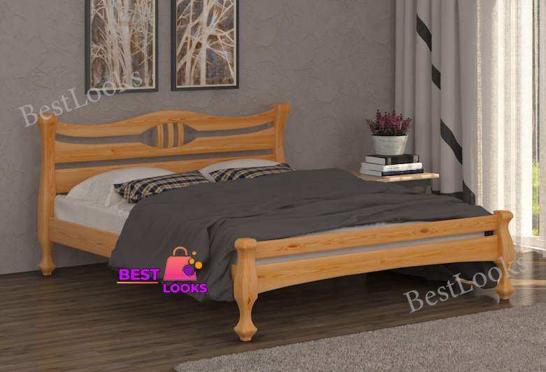 

Кровать деревянная двуспальная 140х190 Даллас Wellmebely сосна Ольха Л6