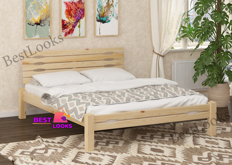 

Кровать деревянная двуспальная 160х190 Адель Wellmebely сосна Бук Л6