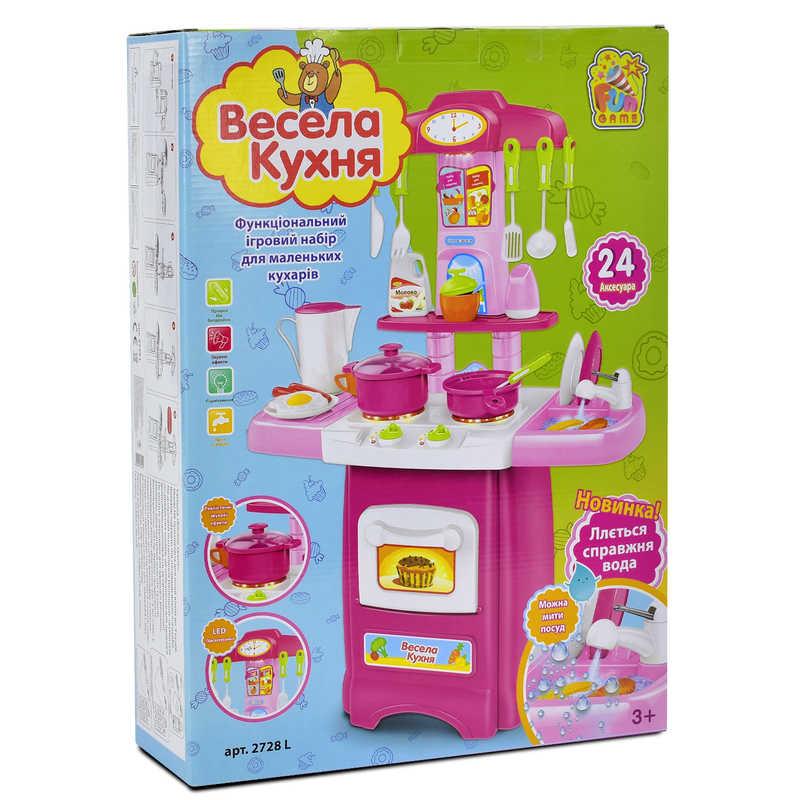 

Кухня 2728 L (6) свет, звук, на батарейках, ТЕЧЁТ ВОДИЧКА, в коробке "FUN GAME"