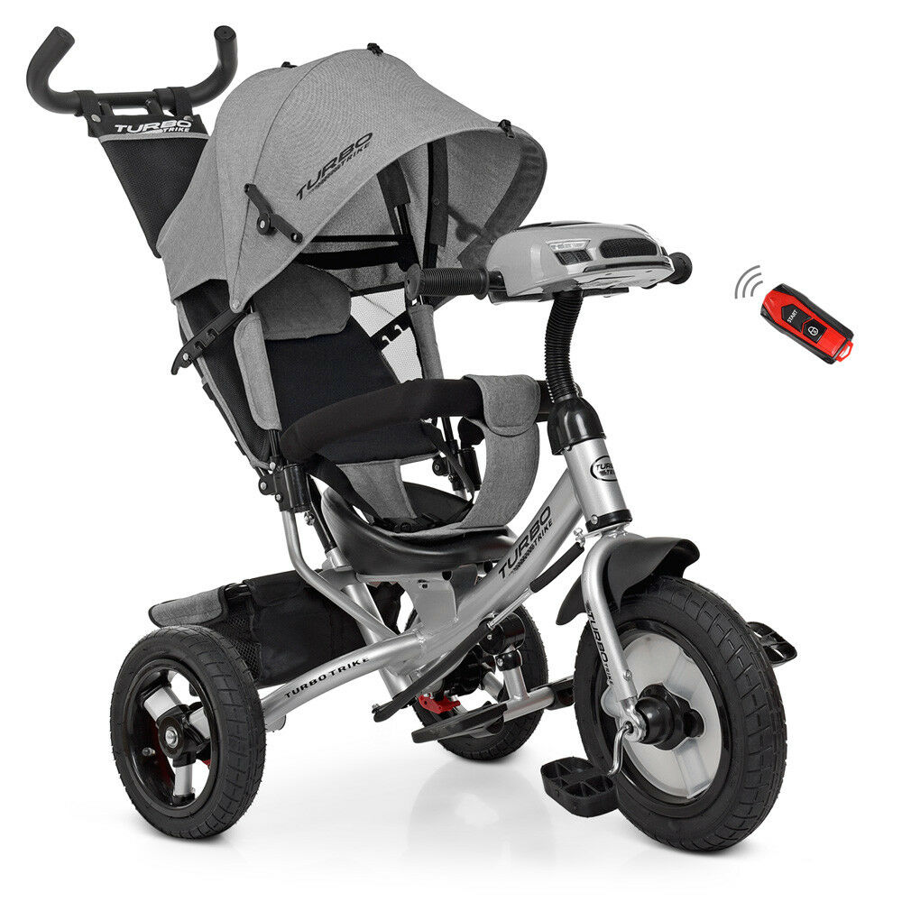 

Детский трехколесный велосипед Turbo Trike 3115HA-19L с игровой панелью звуком и светом Серый лен