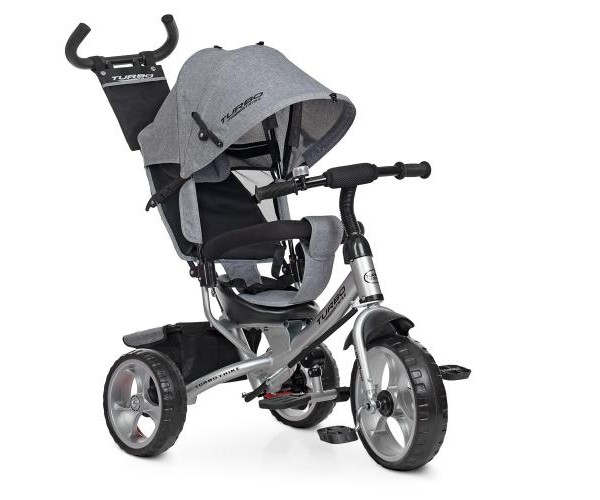 

Велосипед трехколесный Turbo trike M 3113-19L, с багажной корзиной, Турбо Трайк, Серый лен