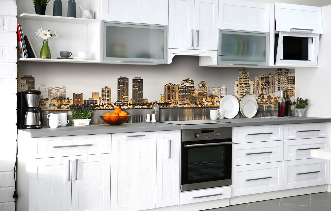 

Скинали на кухню Zatarga «Даунтаун» 600х2500 мм виниловая 3Д наклейка кухонный фартук самоклеящаяся