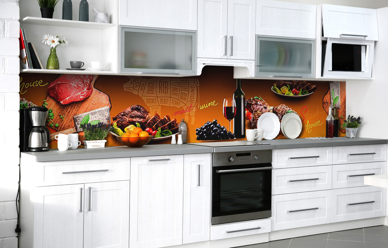 

Скинали на кухню Zatarga «Чураско бар» 600х3000 мм виниловая 3Д наклейка кухонный фартук самоклеящаяся