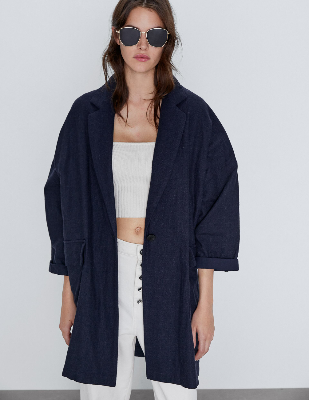 

Пальто Zara Ж1059574 (8073/039/401) цвет синий XS