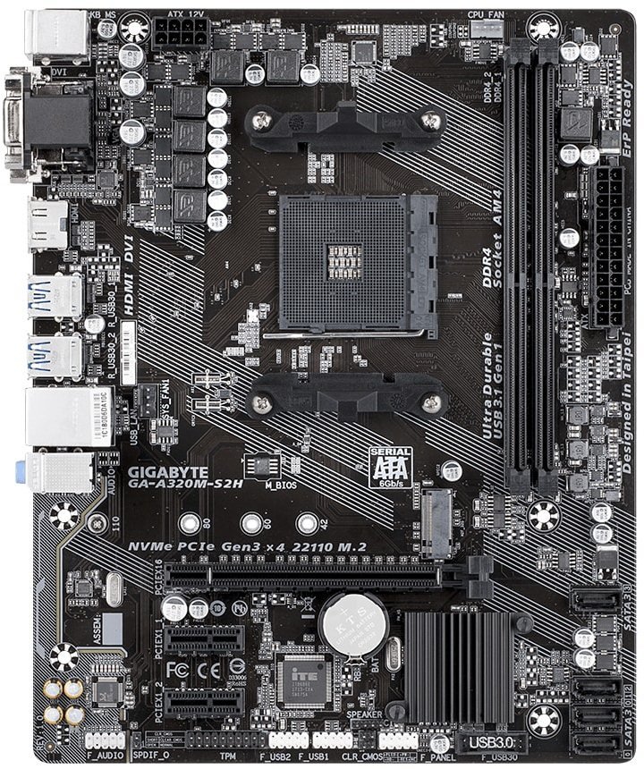 

Материнская плата GIGABYTE GA-A320M-S2H sAM4 A320 2xDDR4 VGA-HDMI-DVI mATX