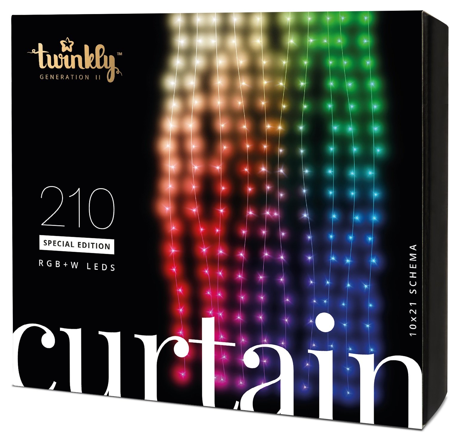 

Twinkly Smart LED Гирлянда Twinkly Curtain, Wall RGBW 210, BT+Wi-Fi, Gen II, IP44, кабель прозрачный