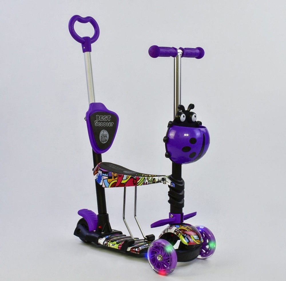 

Самокат детский Scooter BEST "Букашка" 5 in 1 родительская ручка Драфт