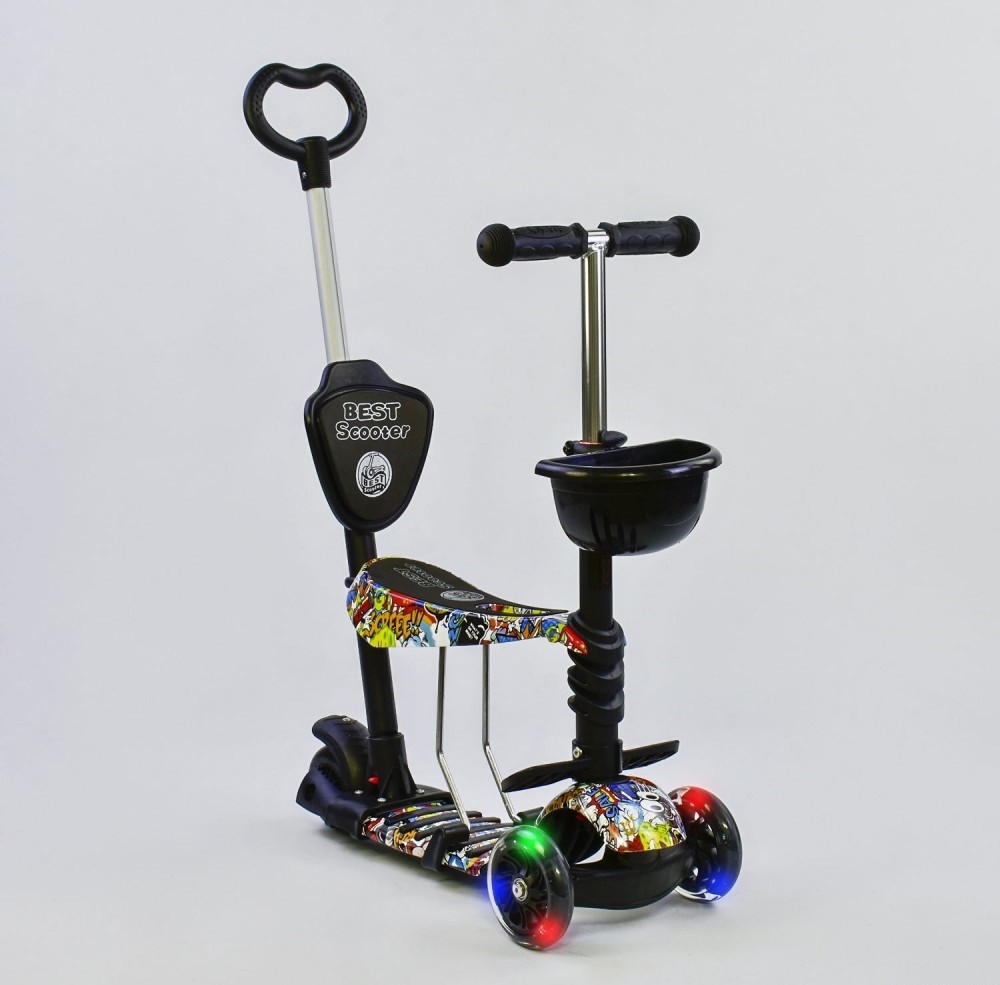 

Самокат детский Scooter BEST "Букашка" 5 in 1 родительская ручка Губка Боб