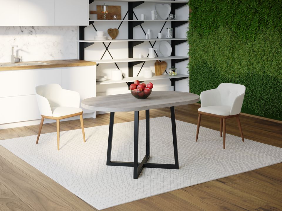 

Обеденный стол Skandi Wood SW049 Невада Круглый ⌀ 110 см МДФ+Шпон Дуб Серый