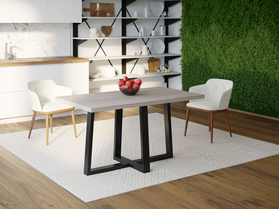 

Обеденный стол Skandi Wood SW058 Пирр 150 х 80 х 75 см МДФ+Шпон Дуб Серый