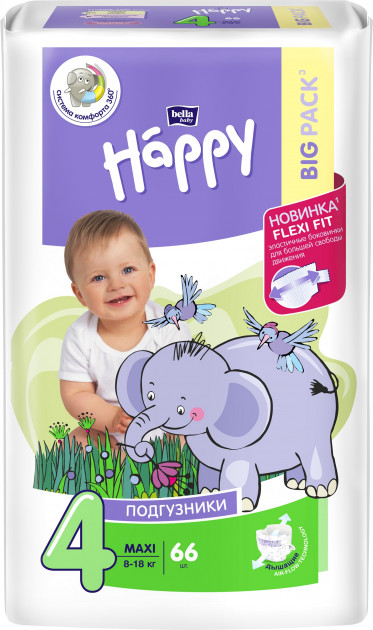 

Подгузники детские Bella Baby Happy Maxi 8-18 кг 66 шт