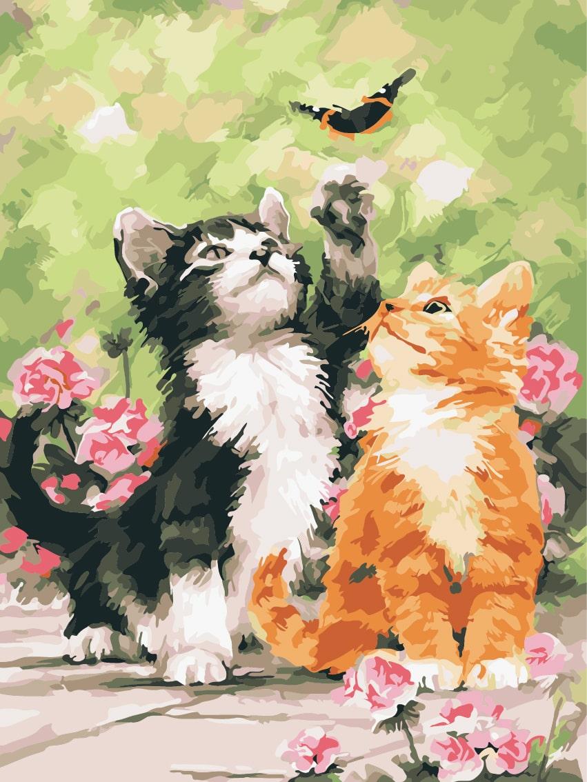

Картина по номерам "Котята и бабочка" ArtStory холст на подрамнике 30x40см AS0921