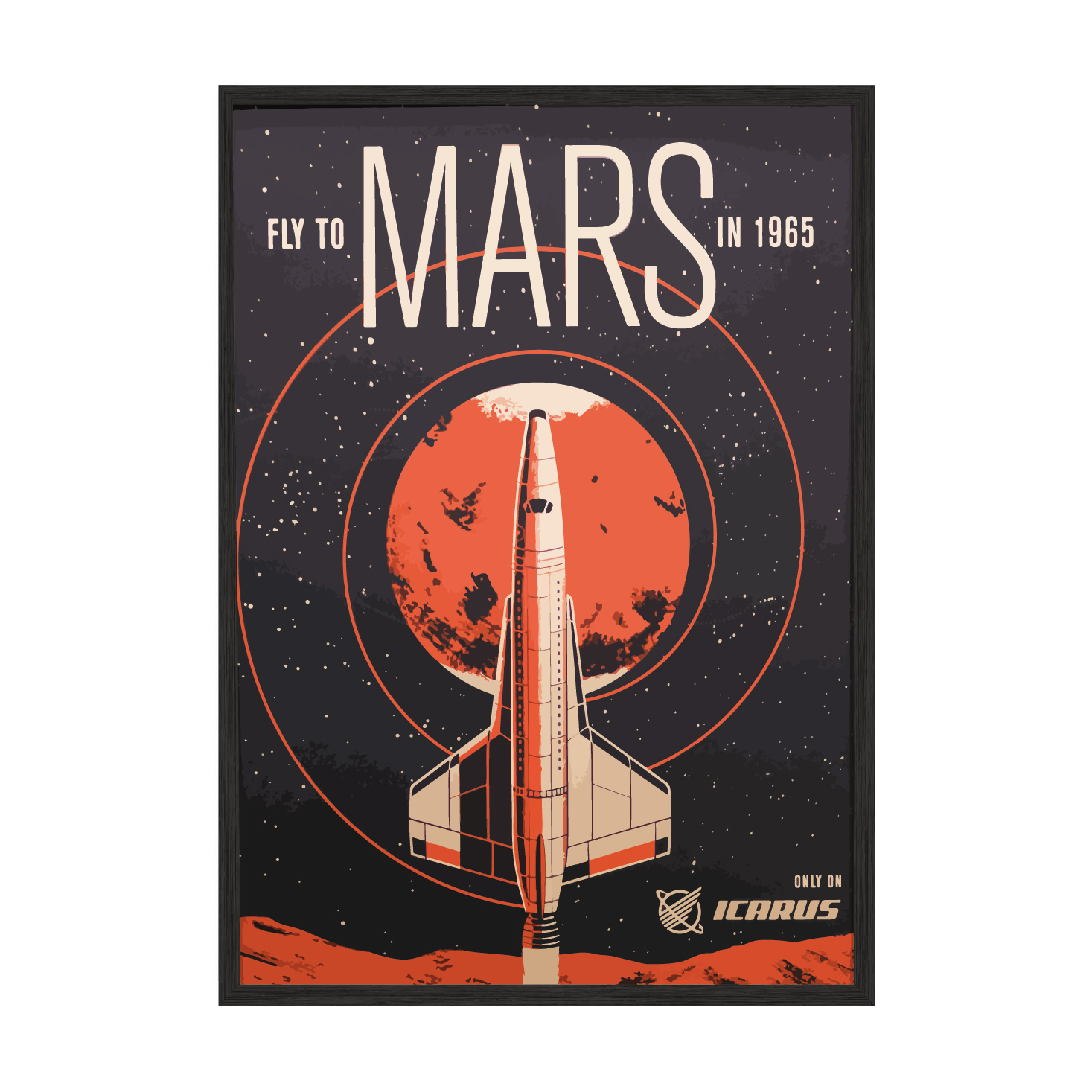

Постер в рамке MY POSTER с антибликовым стеклом 297x420 мм Black "Fly to Mars"