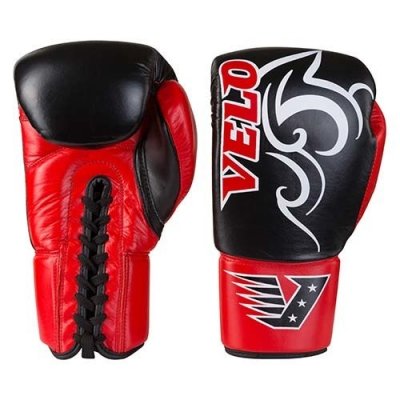 

Боксерские перчатки Velo кожаные на шнуровке черно-красные 12oz (SKL11-281311)