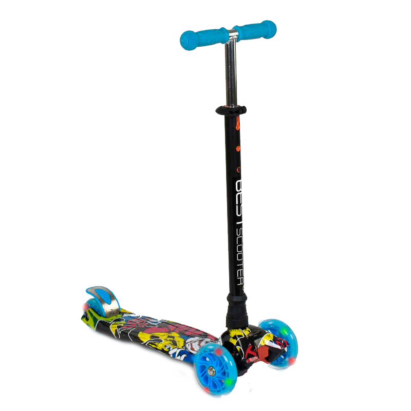 

Самокат А 24648 /779-1392 MAXI "Best Scooter" пластмассовый, 4 колеса PU, СВЕТ, трубка руля алюминиевая, d=12см, в коробке