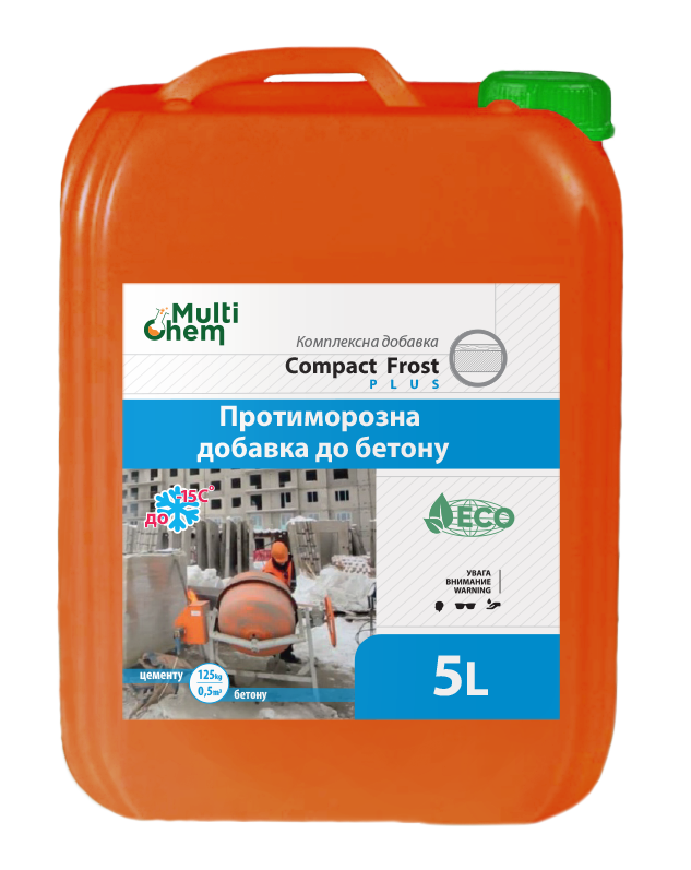 

Антифриз бетона, тротуарной плитки Compact Frost + Euro. Противоморозная добавка, 5 л