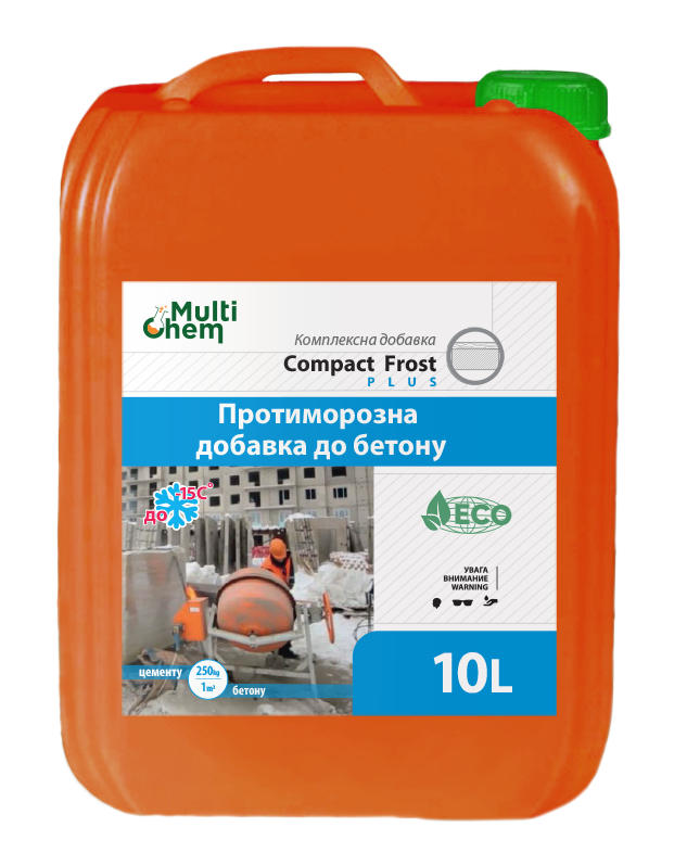 

Антифриз бетона, тротуарной плитки Compact Frost + Euro. Противоморозная добавка, 10 л