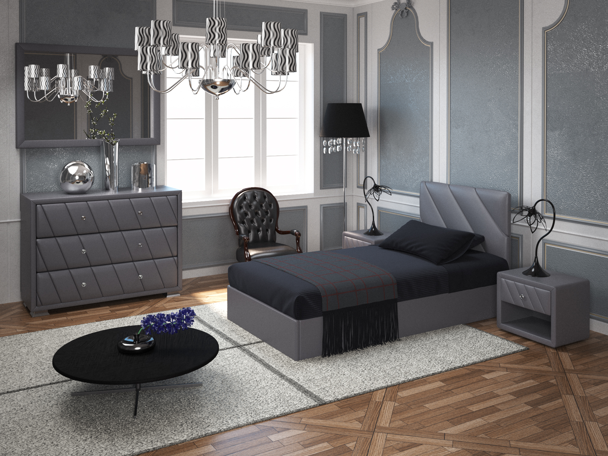 

Кровать Шерридан мини Sentenzo серый 800х1900