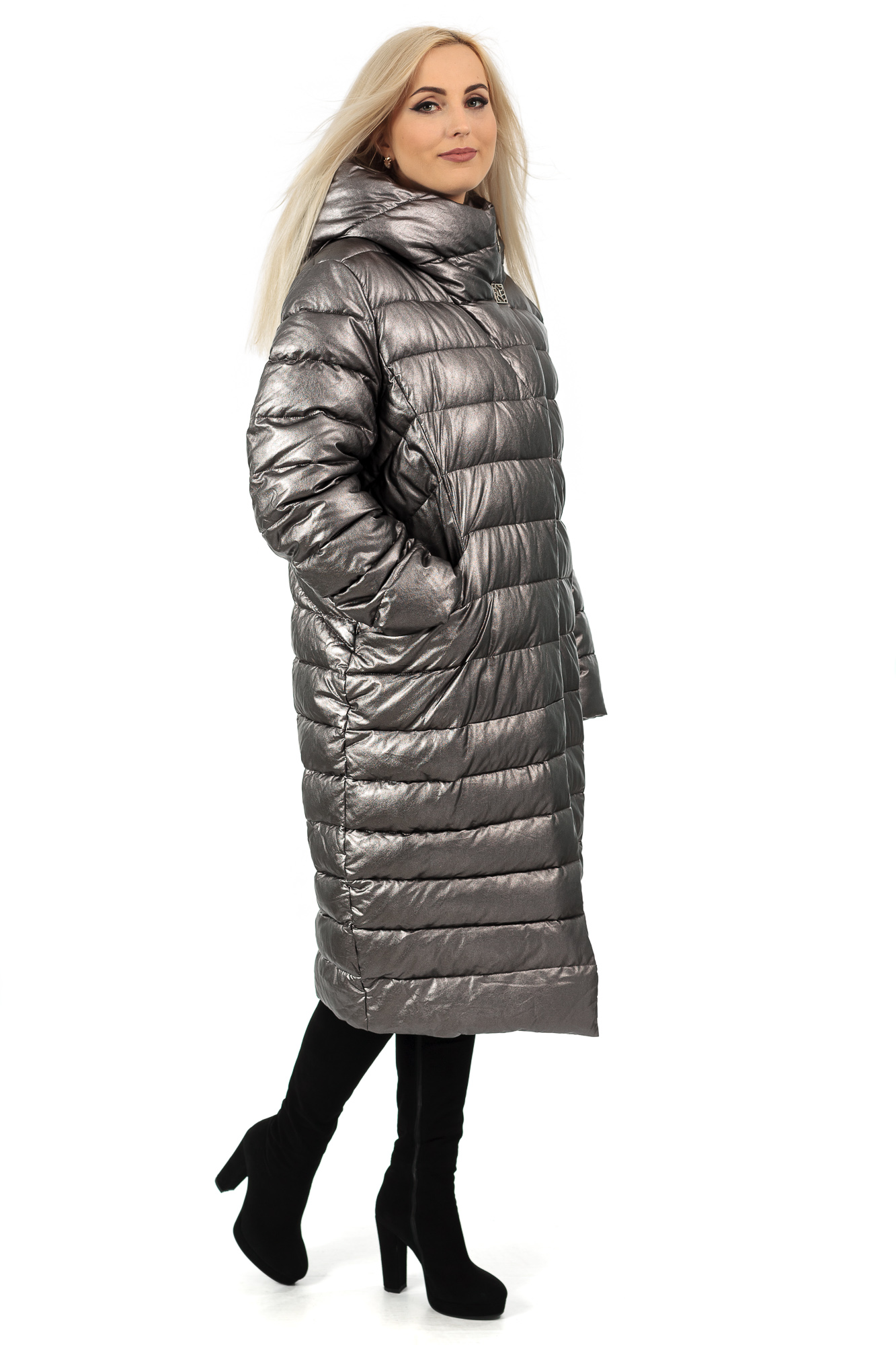 

Пуховик КОМ.2021 Сріблястий 6XL (К369)