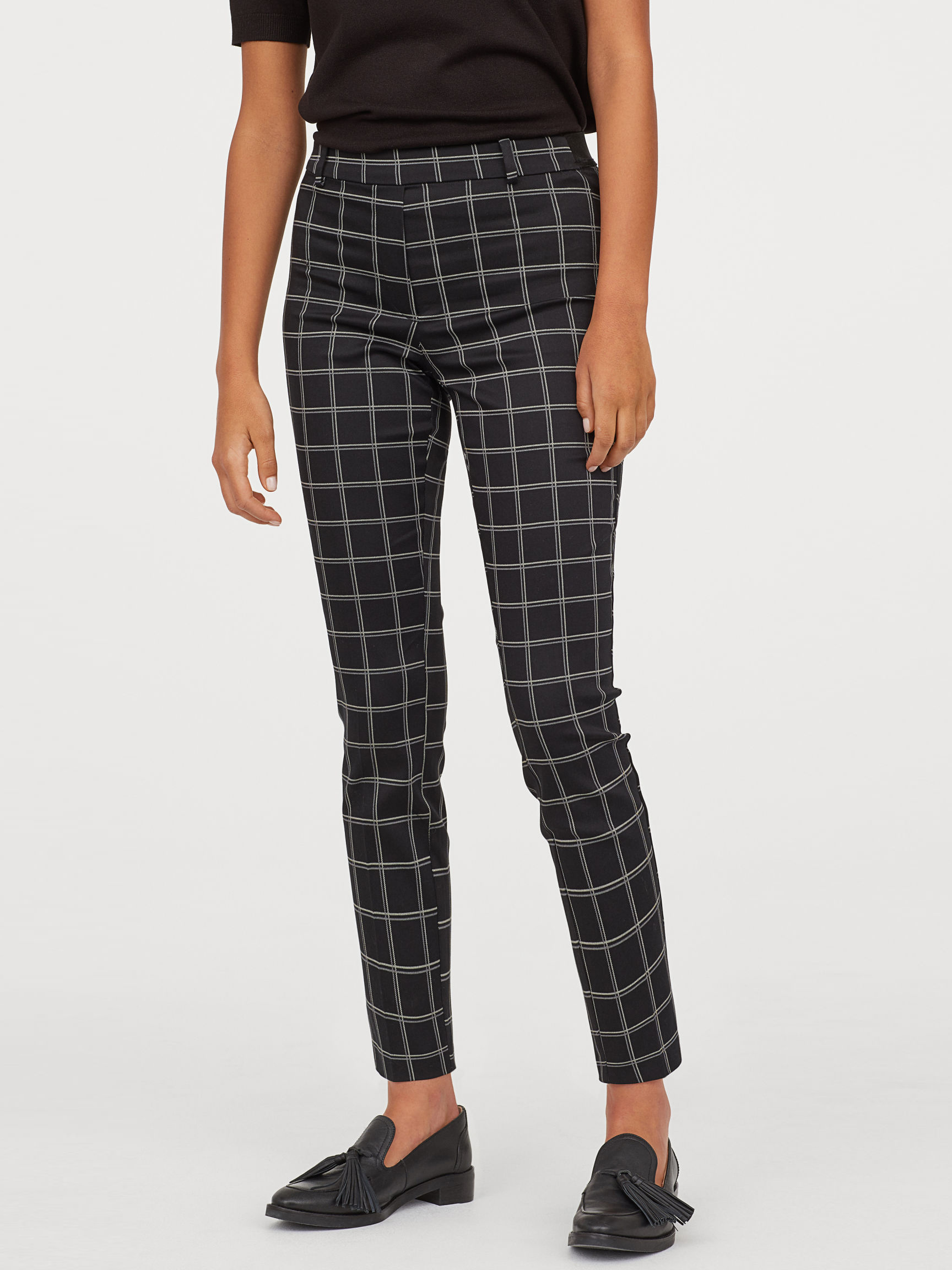 

Брюки H&M 0783346-1 36 Черные/Клетка