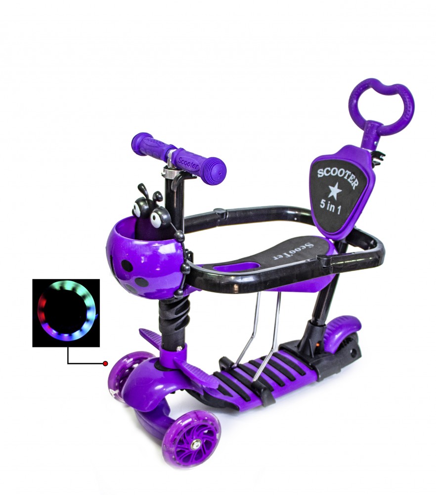 

Самокат 5in1 "Божья коровка" Violet с бортиком.