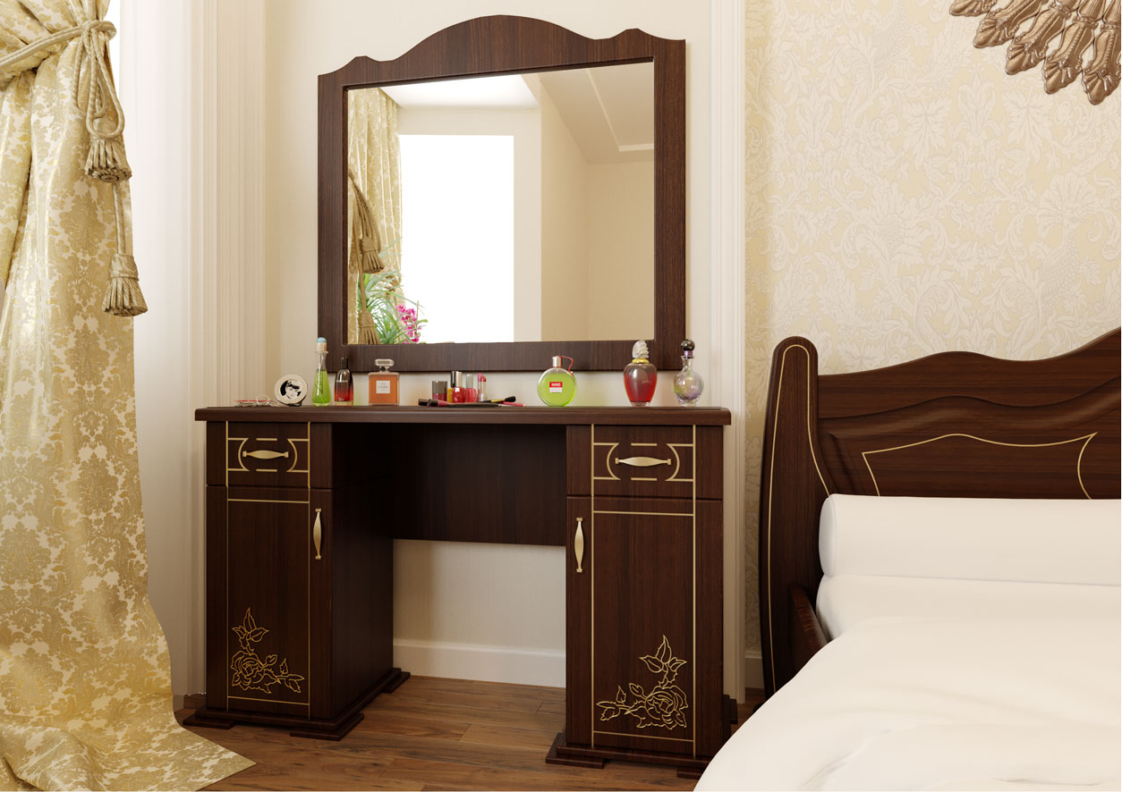 

Стол туалетный из шпонированного МДФ в спальню Мальва ЧДК Орех темный