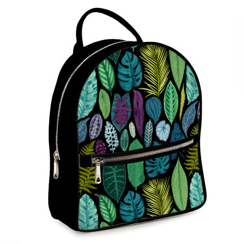 

Рюкзак городской женский Presentville Тропические листья на черном фоне 23x30x7 см