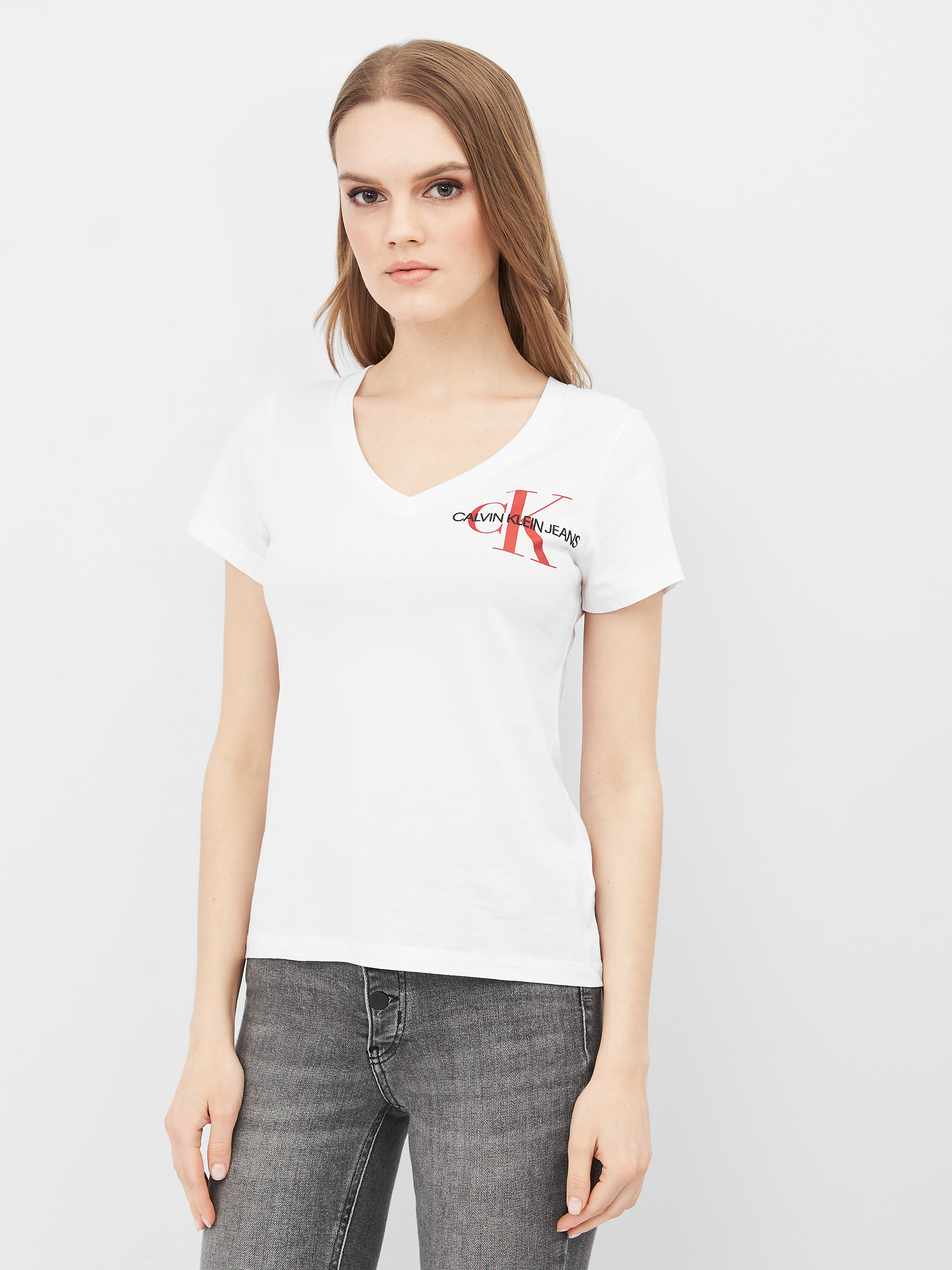 

Футболка Calvin Klein Jeans Ss V Neck Monogram Tee J20J217228-YAF S Ck White
