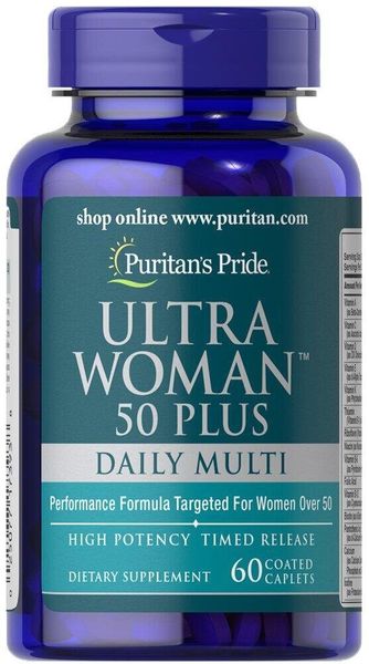 

Витамины для женщин 50+ Ultra Woman 50 Plus Puritan's Pride 60 каплет (PP216)
