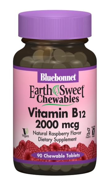 

Витамин В12 Vitamin B12 Bluebonnet Nutrition малина 2000 мкг 90 жевательные таблетки (BB112)