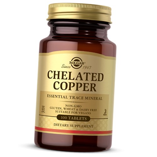 

Хелатная Медь, Chelated Copper, Solgar 100таб (36313009)