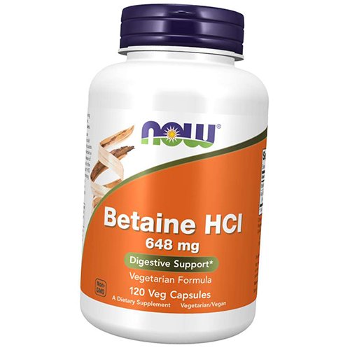 

Бетаин Гидрохлорид, Betaine HCl, Now Foods 120вегкапс (72128022)