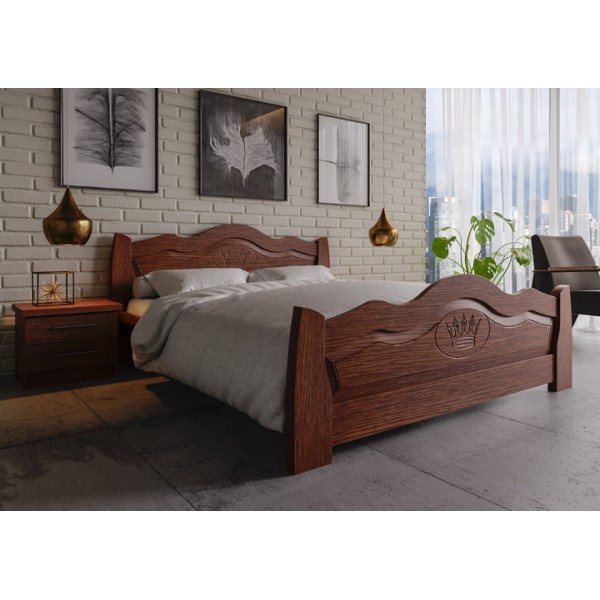 

Кровать двуспальная из натурального дерева Корона ЧДК сосна в спальню 160x200 Яблоня