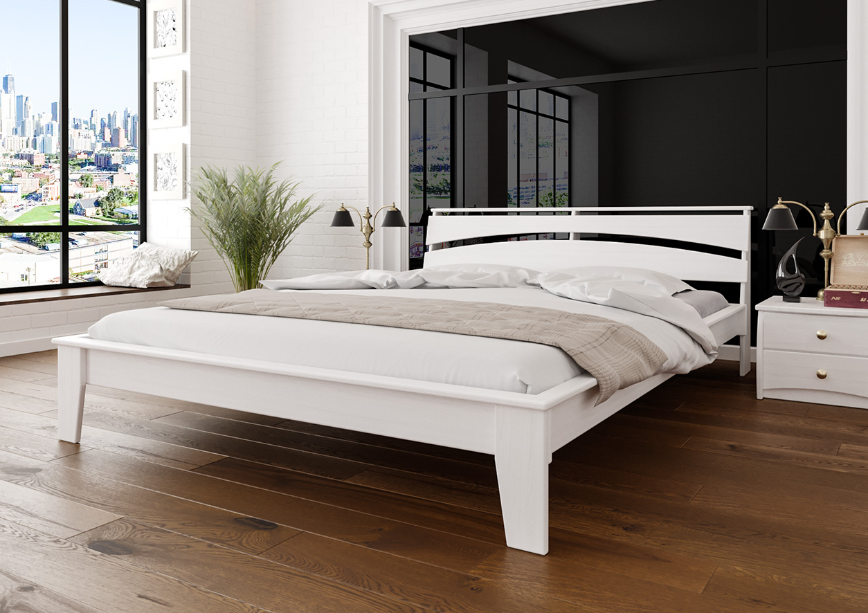 

Кровать двуспальная из натурального дерева Венеция ЧДК ольха в спальню 180x200 Белый