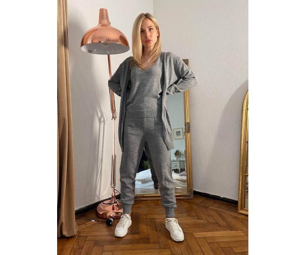 

Костюм женский тройка вязанный весенний Modern Boutique серый, one size КО7592