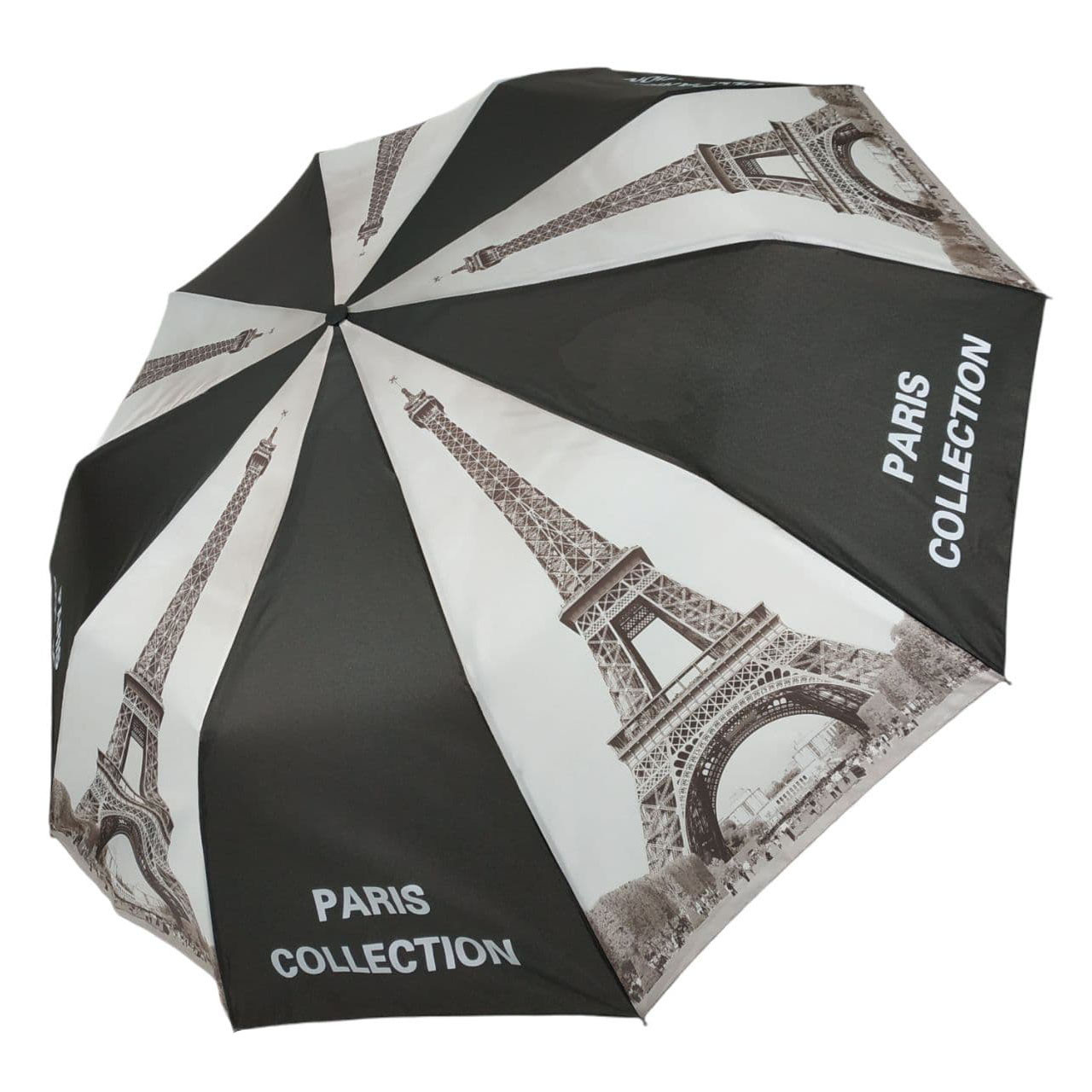 

Женский складной зонт-полуавтомат "Paris" от Feeling Rain, черно-серый, FR516-4