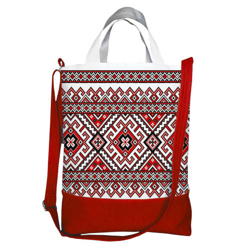 

Сумка городская City Presentville Украинский орнамент красная 34х40х11 см