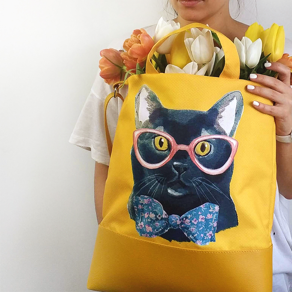 

Сумка городская City Presentville Черный кот в очках и бабочке 34х40х11 см