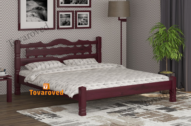 

Кровать двуспальная 140х190 Wellmebely Инга дерево сосна Махонь Л6