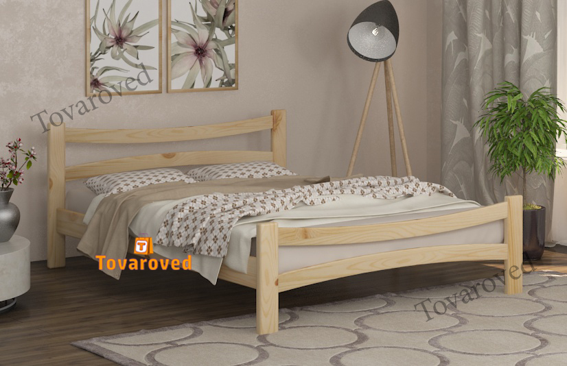 

Кровать двуспальная 140х190 Wellmebely Рената дерево сосна Бук Л6